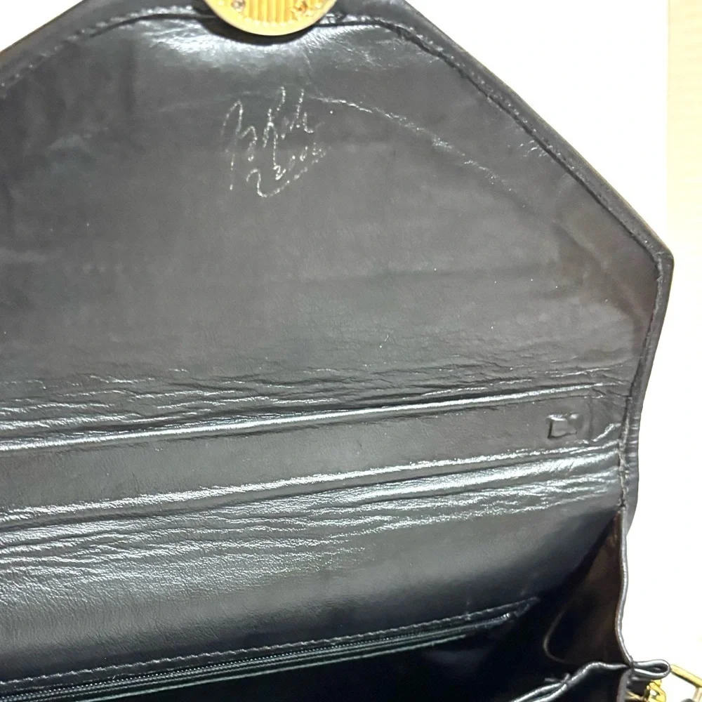 Vintage Elegant Brown black Leather Handbag